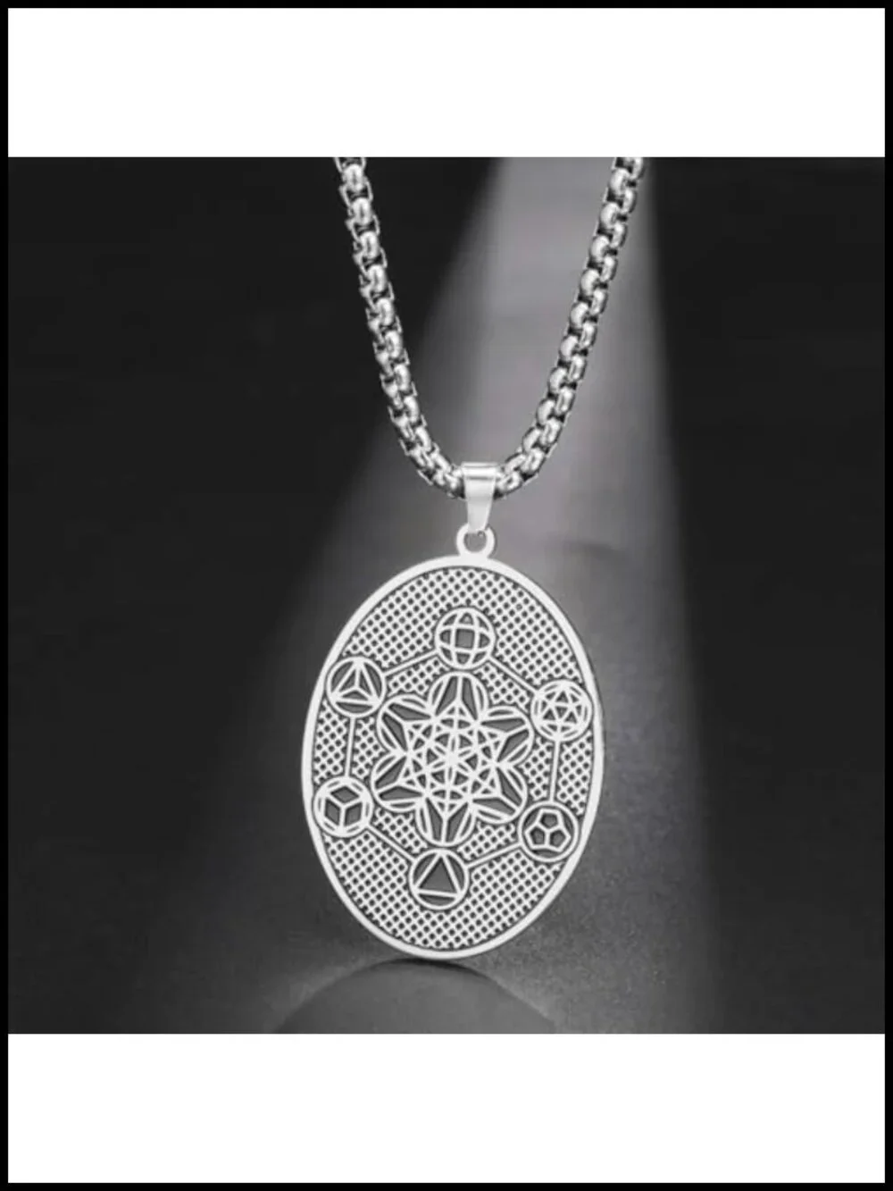 Metatron Cube Necklace Stainless Steel Archangel Pendant Geometric Religious